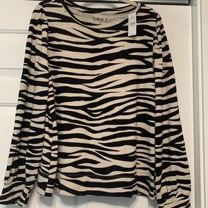 Loft Zebra Print Puffed Sleeve Top